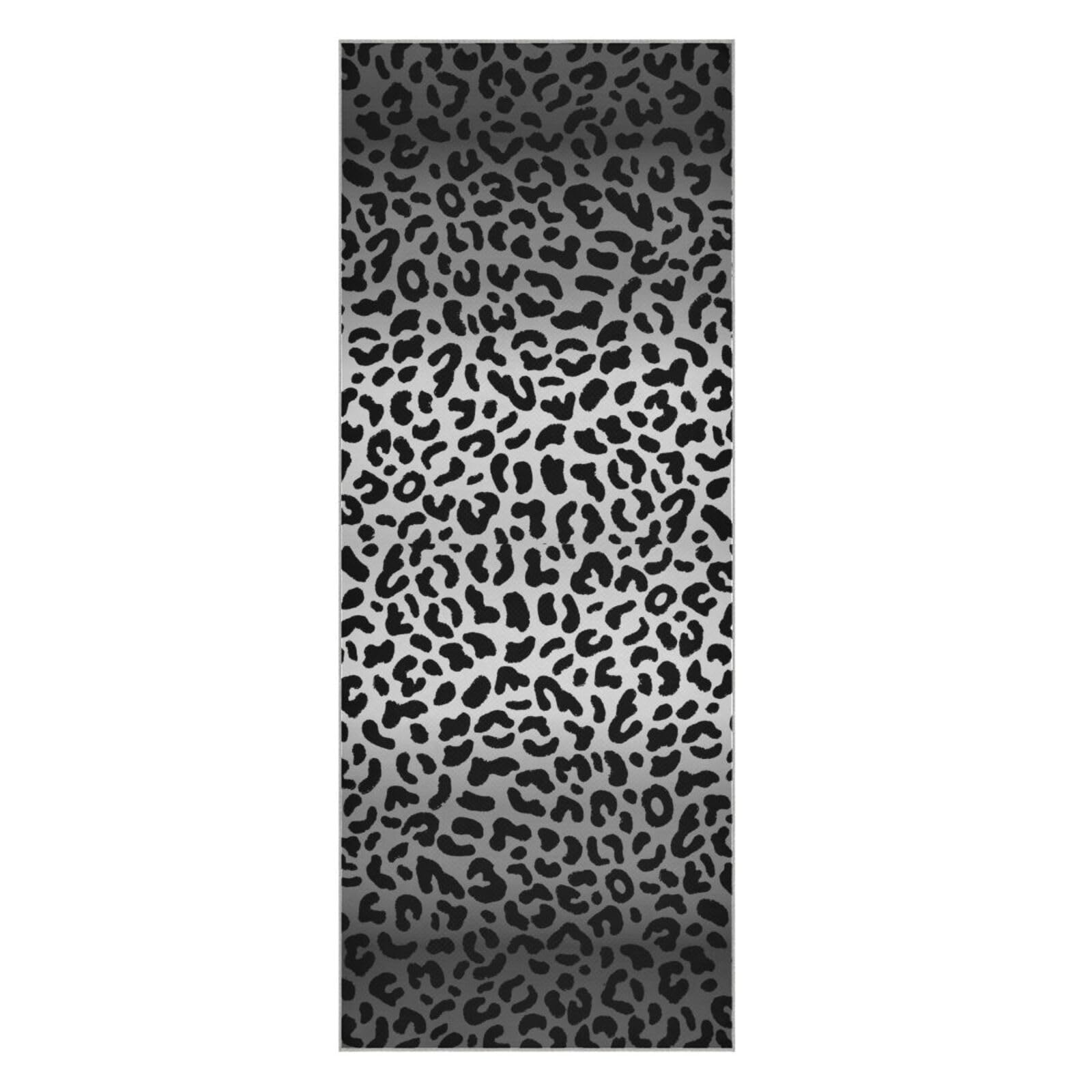 Fygkptb Seamless Black White Gradient Leopard Print 80s 90s Style Yoga Towel Non Slip Yoga Mat Cloth Foldable Yoga Towel Sweat Absorbent Yoga Towel with Storage Mesh Bag 73 x 27 inch
