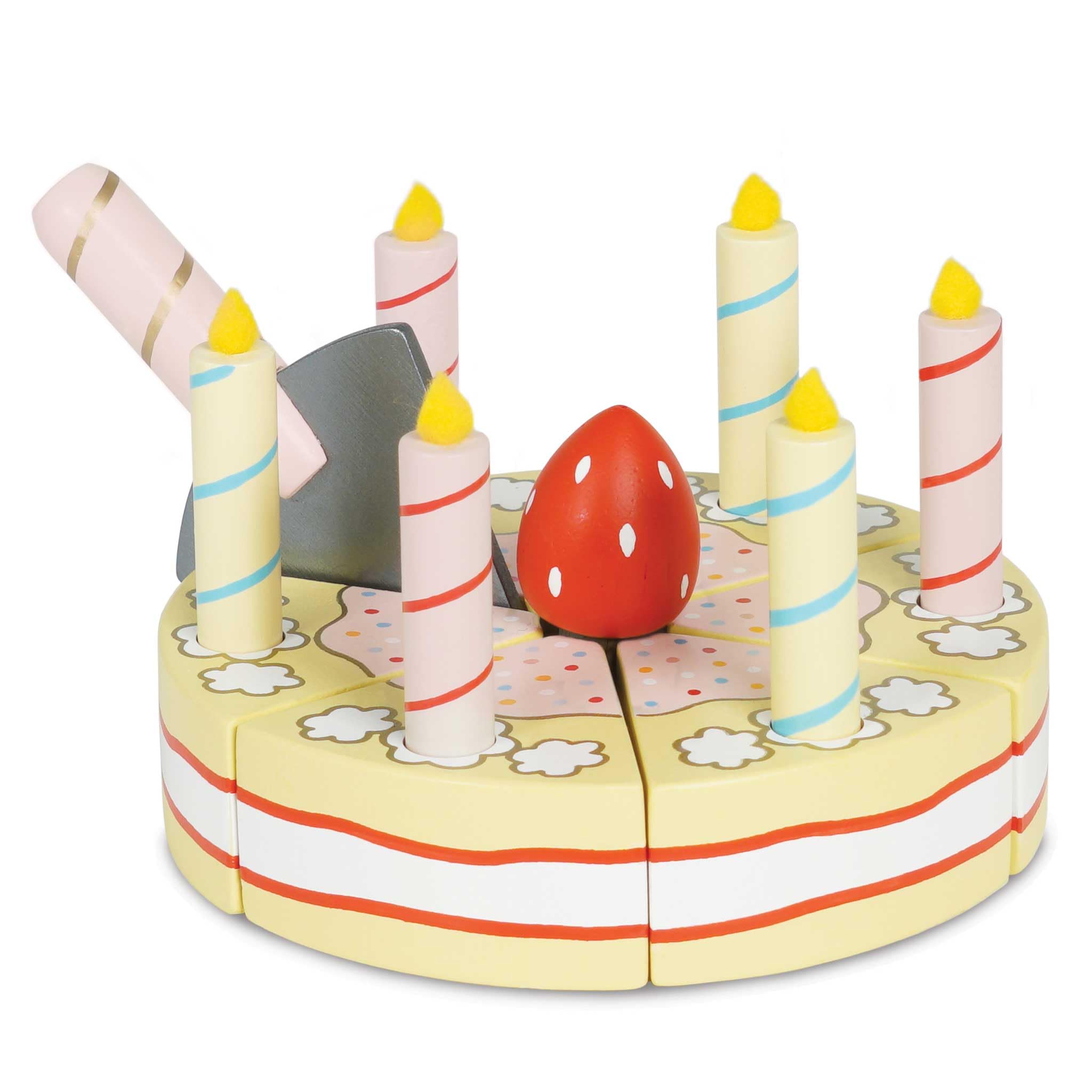 Le Toy Van - Childrens Wooden Honeybake Vanilla Birthday Cake Food Pretend Toy | Birthday Cake Or Afternoon Tea Role Play Toy, 7 x 14 x 14 cm