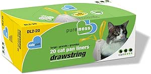 Van Ness Pets Drawstring Cat Litter Box Liners, Unscented, Large Size, 36” x 18”, 20 Count