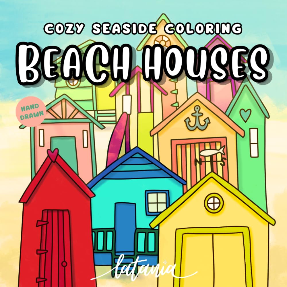 Seaside Beach Houses Coloring Book | Fun and Cute Coastal Scenes for Mindful Relaxation (Cute Coloring Books)