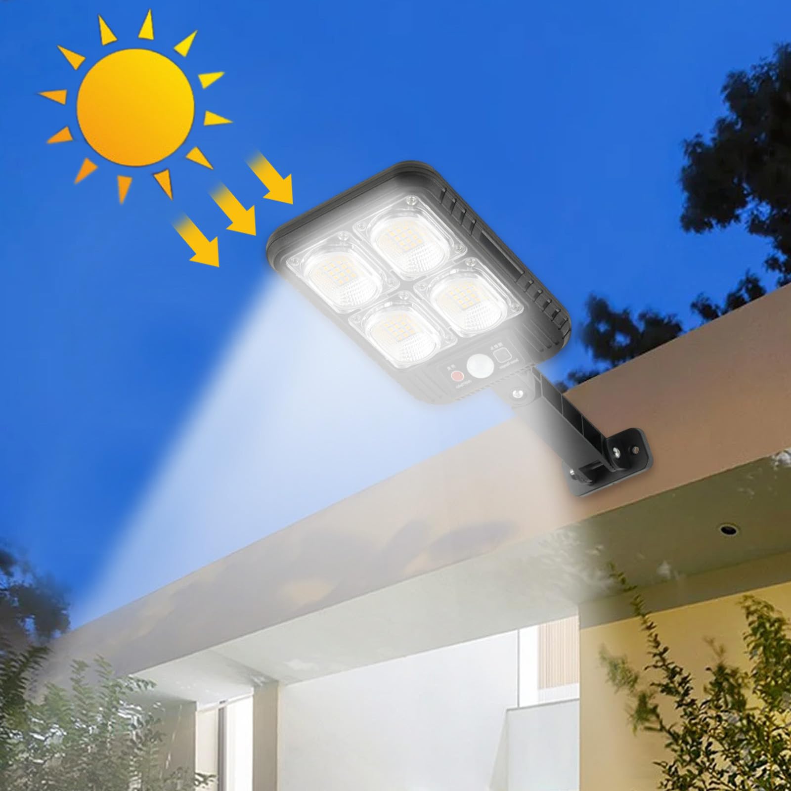 Solar Street Lights Outdoor Waterproofs, Bright Outdoor LED Street Light, Motion Sensor LED Wide Angle Lamp with 3 Modes for Parking Lot Yard Clearance Items Prime of Day Deals Today 2024