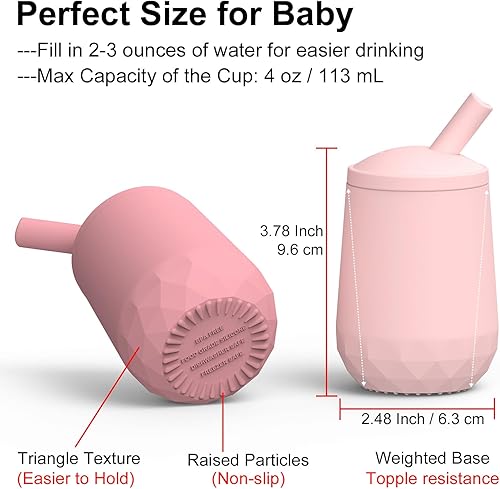 Miniatura 6 de Seposeve Paquete de 2 vasos de silicona con pajilla, a prueba de fugas para bebés de 6 meses, a prueba de derrames, con popote de 12 a 24 meses,