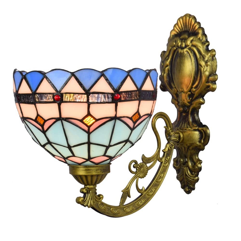 FYZDLAOR Retro Style Wall Lights,Tiffanystyle Wall Sconces with Stained Glass Shade,Wall Mounted Lighting Fixtures for Living Room Staircase Bedroom（E27）