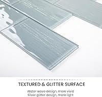 Vista 3 de Azulejos de Vidrio Tipo Metro, 3 x 6 Pulgadas, Azulejos de Vidrio Gris para Salpicadero, Pared de Ducha de Baño, Paquete de 32 Piezas