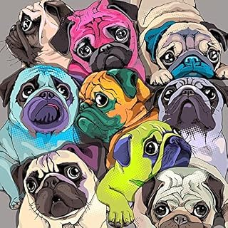 TOOINKCV 5D DIY Diamond Art Painting Kits Full Drill,Pug Dog Canvas Diamond Rhinestone Cross Stitch Embroidery Picture Painting by Numbers for Adults Kids Home Wall Art Decor