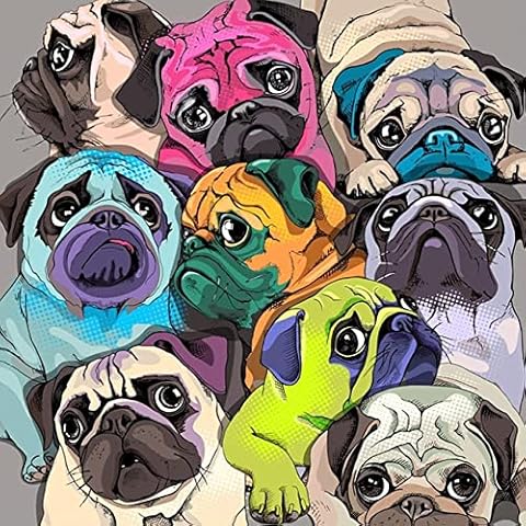 TOOINKCV 5D DIY Diamond Art Painting Kits Full Drill,Pug Dog Canvas Diamond Rhinestone Cross Stitch Embroidery Picture Painting by Numbers for Adults Kids Home Wall Art Decor Cover