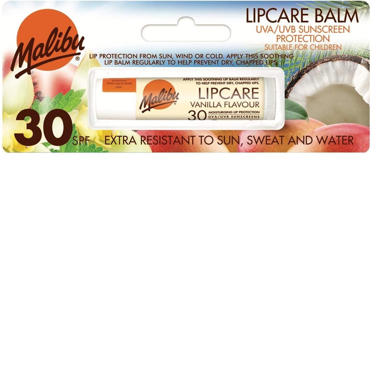 Bálsamo de labios Malibu con FPS30, vainilla, 4 ml