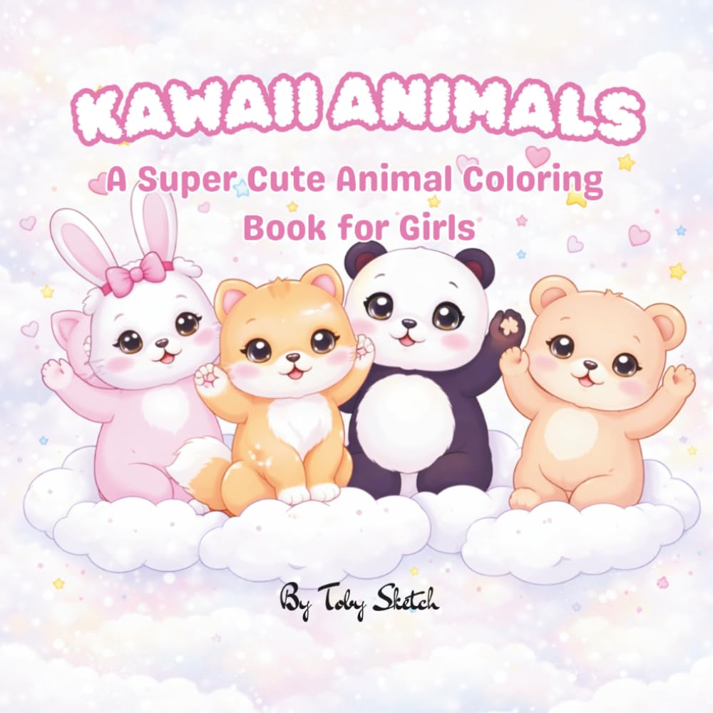 Kawaii Animals: A Super Cute Animal Coloring Book for Girls