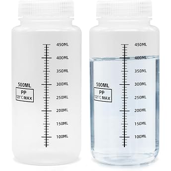 PP Wide Mouth Bottle 500 ml Laboratory Bottle with Screw Cap Pack of 2
