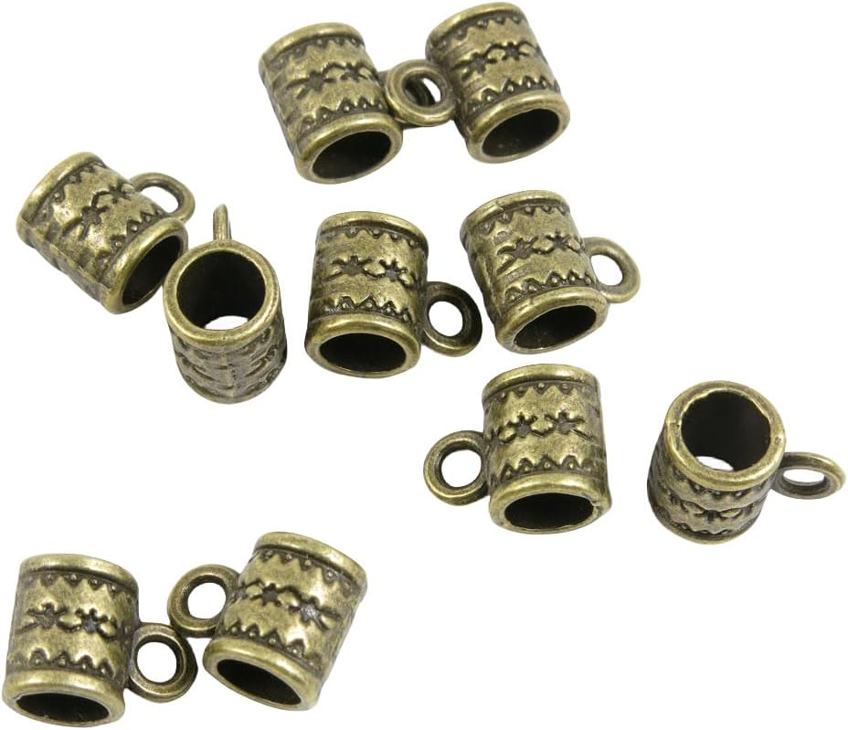 Antique Bronze Tone Jewelry Making Charms Findings Suppliers A3UW7G Bead Bail Cord Ends