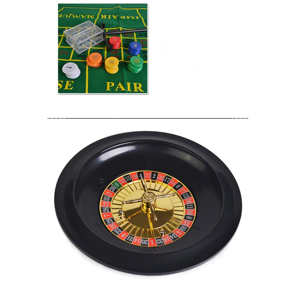 10 Zoll Roulette-Rad Party-Roulette-Rad-Set Unterhaltungs-Freizeit-Tischspiele für Familienspaß,Schwarz