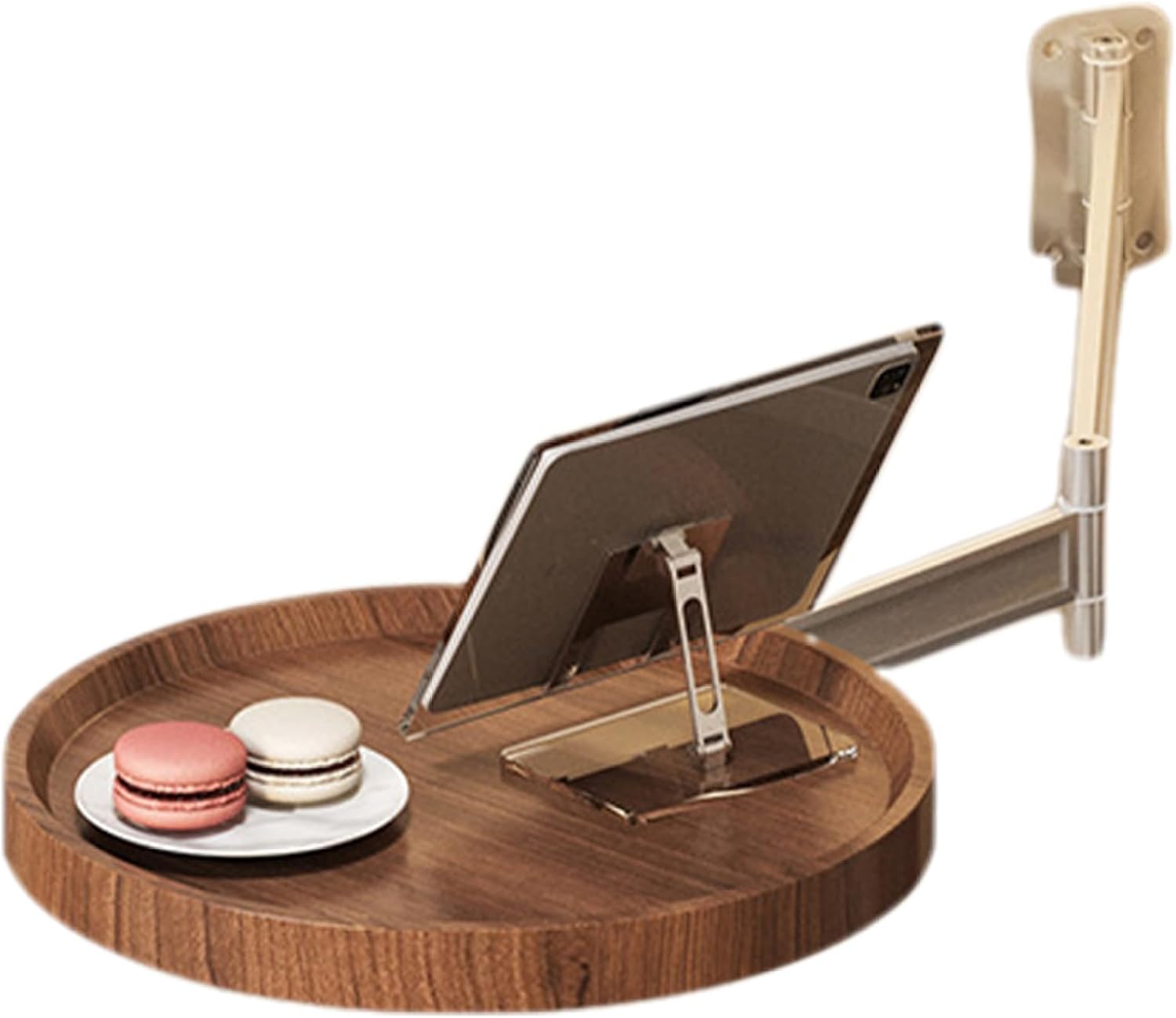 Wall Mounted Folding Table Adjustable Wooden Space-Saving Small Round Wall Desk Fold Down for Small Spaces Home Living Room Brown