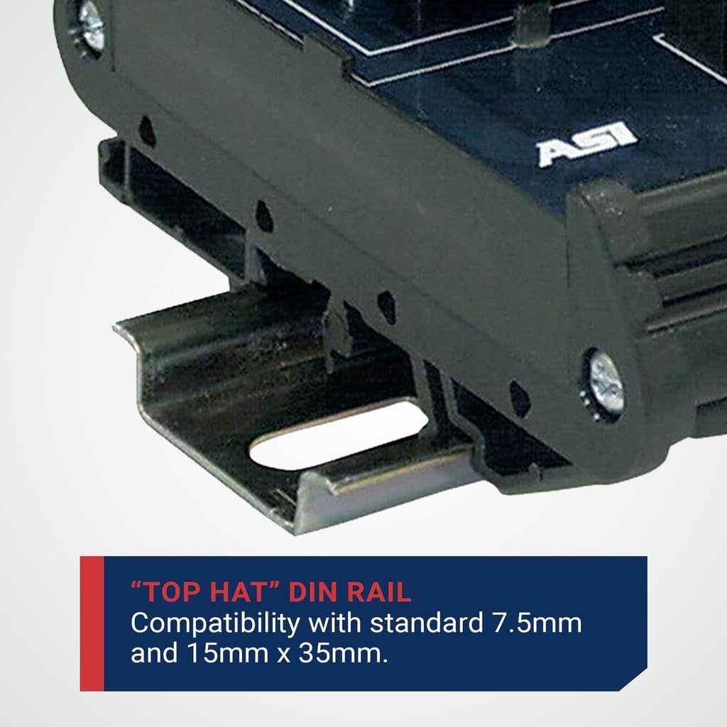 ASI IMACP320F DIN Rail Mounted Single AC Outlet IEC320 Connector with Fuse Protection, 10 Amp, 250 Vac, 30 to 12 AWG, uses 5 x 20mm fuses (Pack of 1)