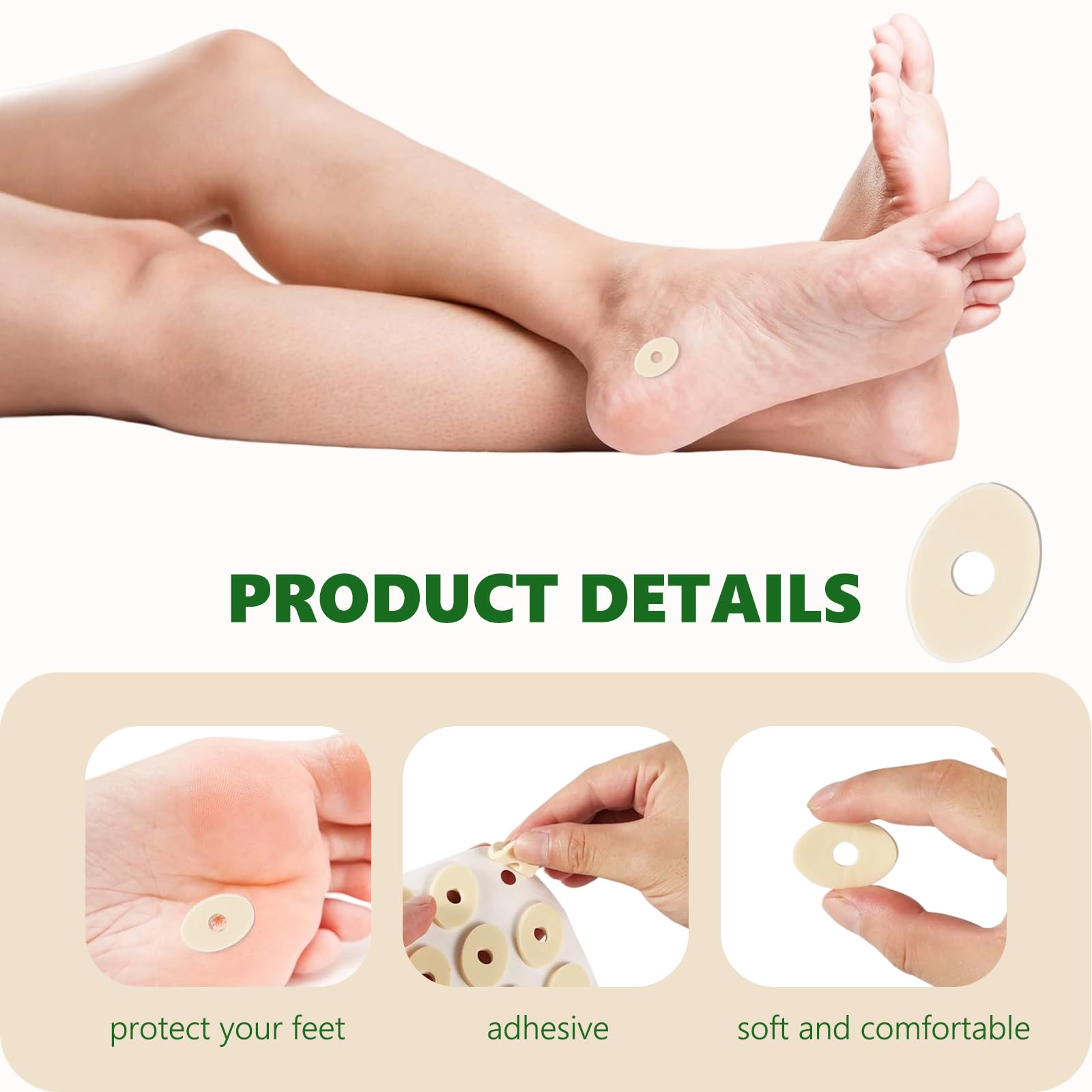 60 Piezas Cojines de maíz, Yeso de Almohadillas de Maíz Autoadhesivas Pegatina, Espuma de látex Suave, antifricción, Reduce el Dolor de pies y talón