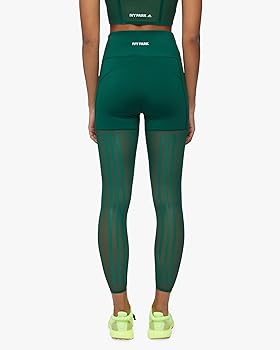 ADIDAS X Ivy Park Mesh 3-Stripes Tights Leggings, Dark Green