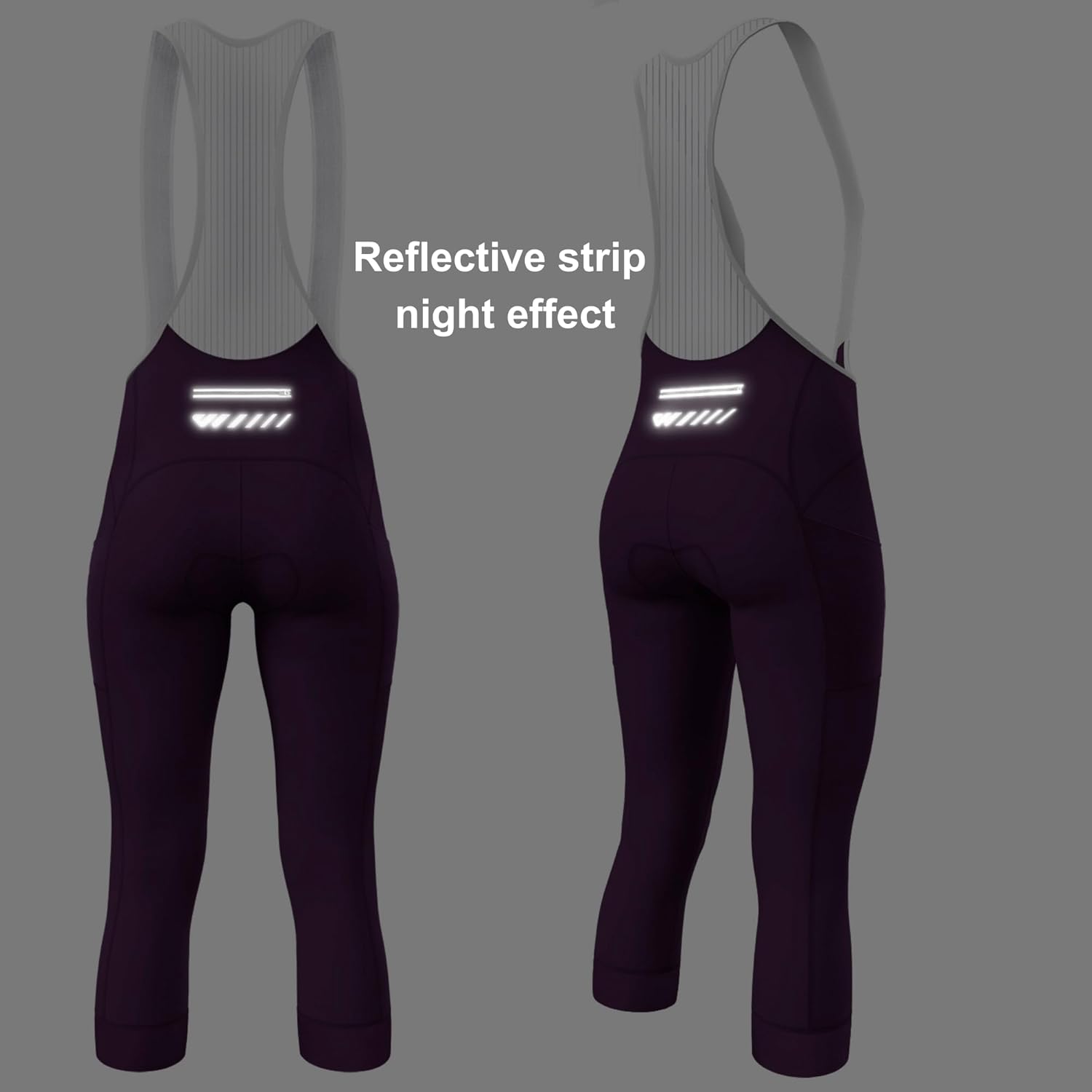 Lo.gas Cycling Bib Shorts Women Padded Bike Pants 3/4 Biking Trousers Pockets