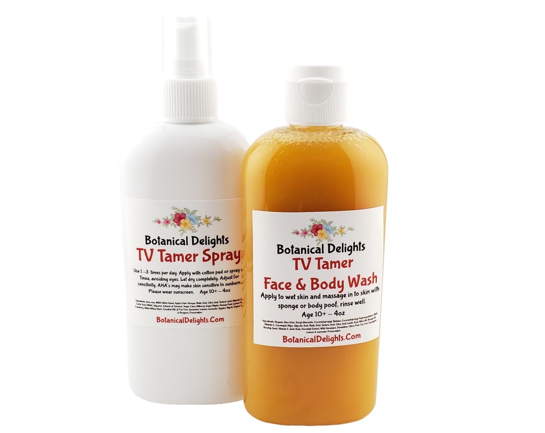 Tinea Tamer Set - Includes 4oz Spray and 6oz Body Wash - Fast Acting! For Tinea, Haole Rot, Nails, Ringworm, Sun Spots, Surfer Spots