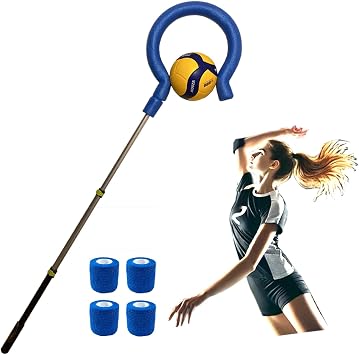 Volleyball Spike Trainer Pro SPT5005 Premium Training Aid for Spiking, Serving & Blocking Adjustable Lightweight Aluminum Pole & Secure Ball Holder Question Mark Hook,No Ball Included