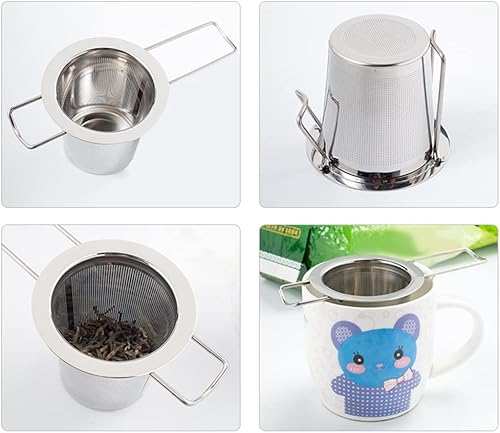 Miniatura 3 de Colador de té, cesta infusora de té de acero inoxidable sentado en tazas, infusores de té para té suelto, difusor de té de malla fina filtros de