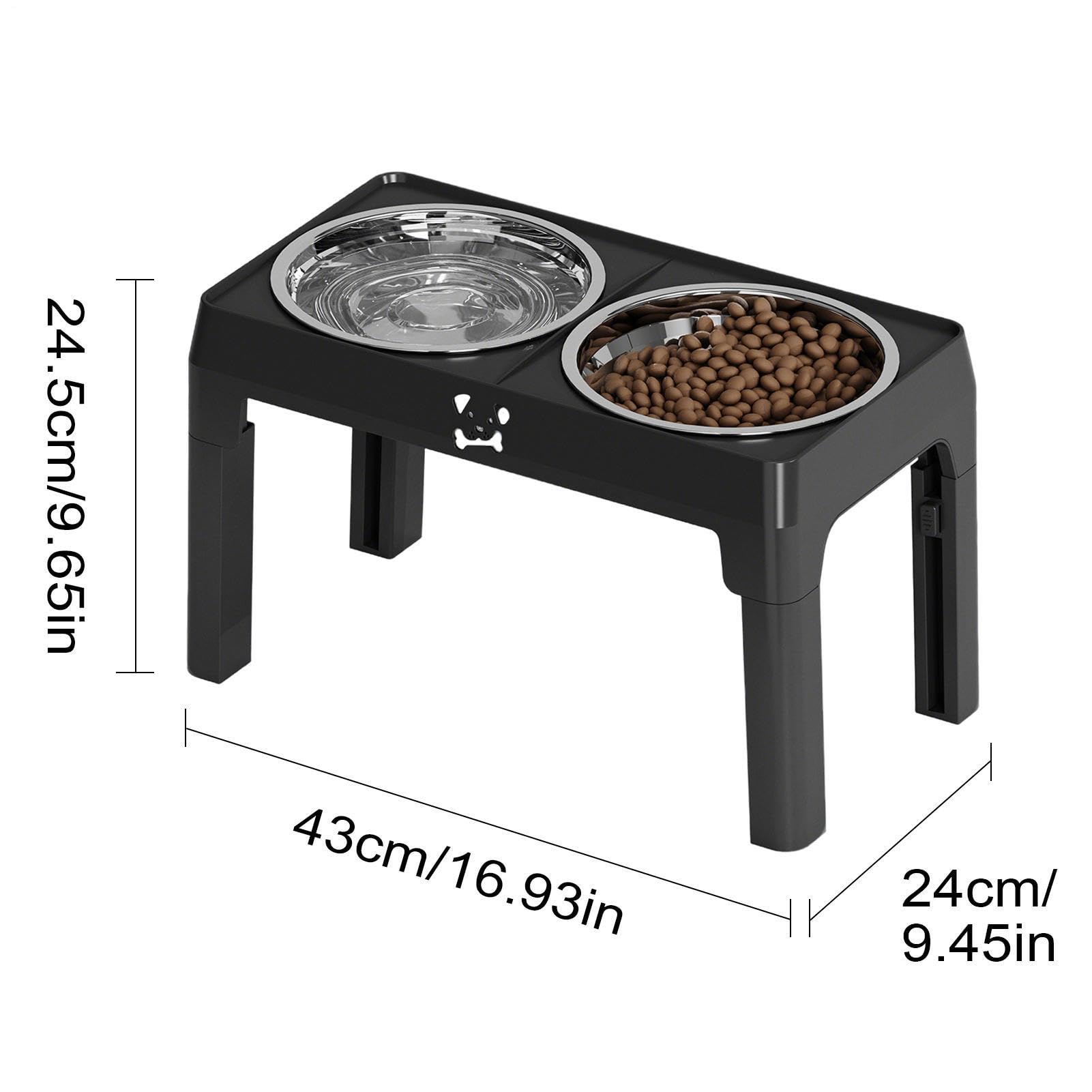 Comederos Elevados De Comida Para Perros Plato Antideslizante 5 Alturas | Cuencos De Acero Inoxidable Para Perros Con Soporte Para Razas Pequeñas A Grandes, Gatos, Cachorros, Interior