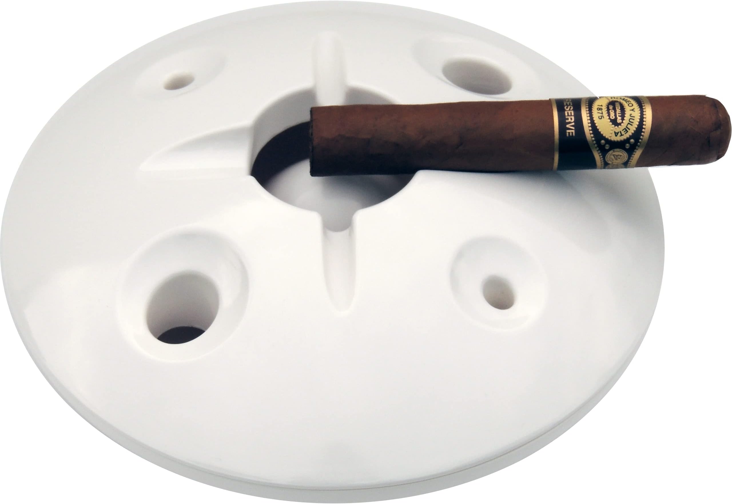 Large 8 Inch Commercial Quality Melamine Windproof Ashtray - White