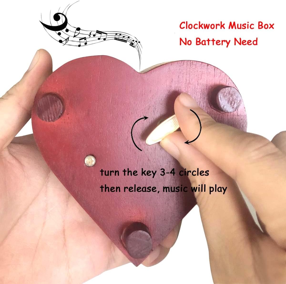 Pursuestar Amazing Grace Wind Up Music Box, Heart Shaped Vintage Wood Carved Mechanism Musical Gift for Lover Girlfriend Wife Husband Valentine's Day Mother's Day Christmas Anniversary - Image 2