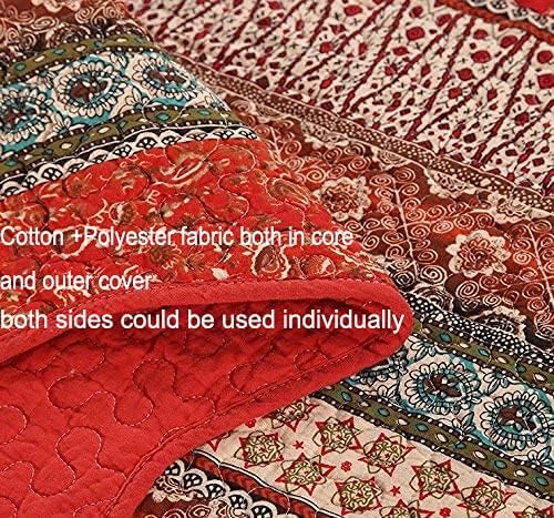 DECMAY Cotton Bedspread Quilt Sets-Reversible Patchwork Coverlet Set, Mysterious Bohemian Patterns, 3-Piece Bedding Coverlet for All Season (1 Quilt + 2 Pillow Shams) Queen(90X98 Inch)