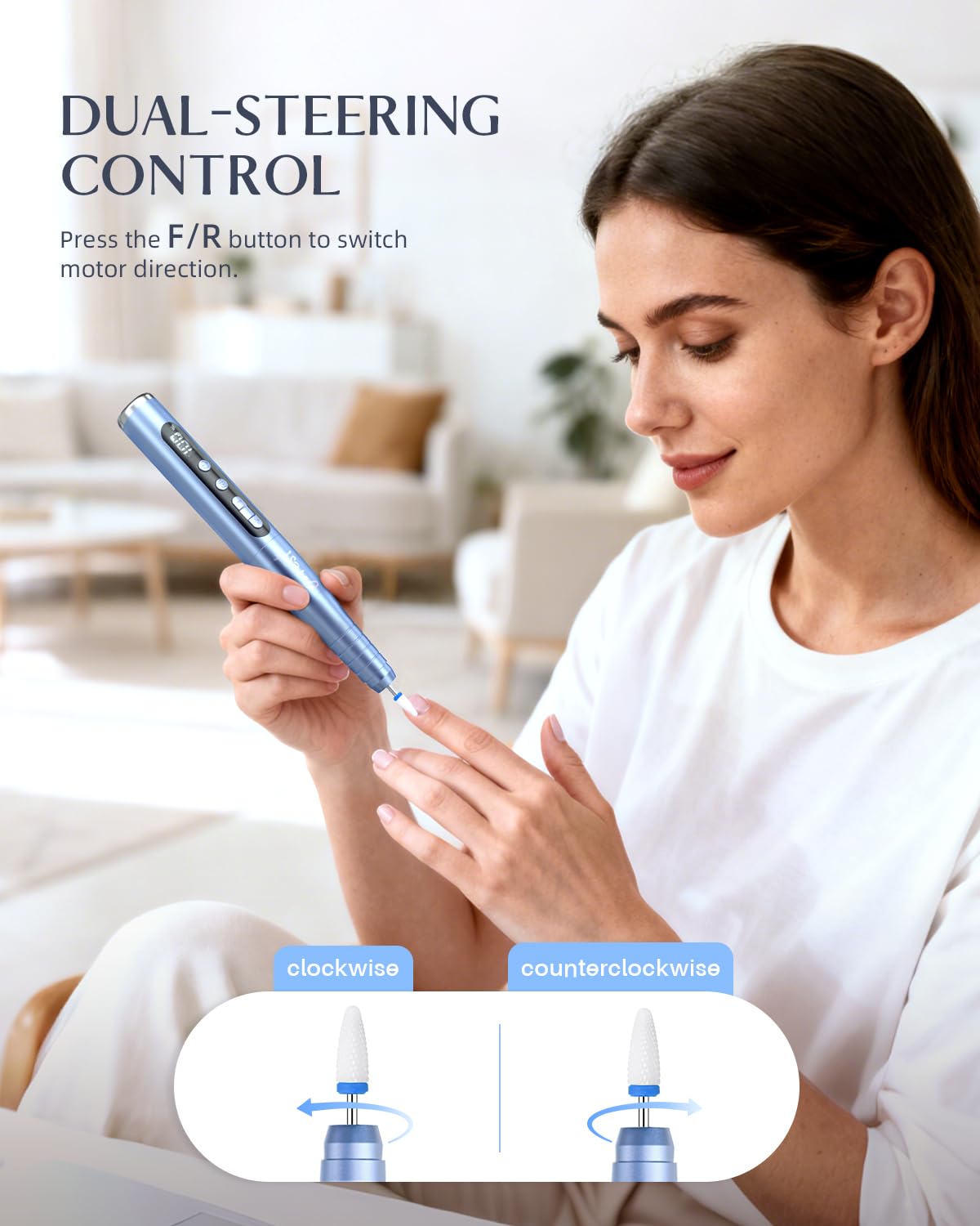 JOREST Torno para Uñas Profesional, 13 en 1 Lima Electrica Uñas, 35000RPM, 6 Velocidades Ajustables, Set Manicura, Pedicura Para Pies, Pulidor, Broca Unhas Gel, Quita Cuticulas, Manicurist, Blue