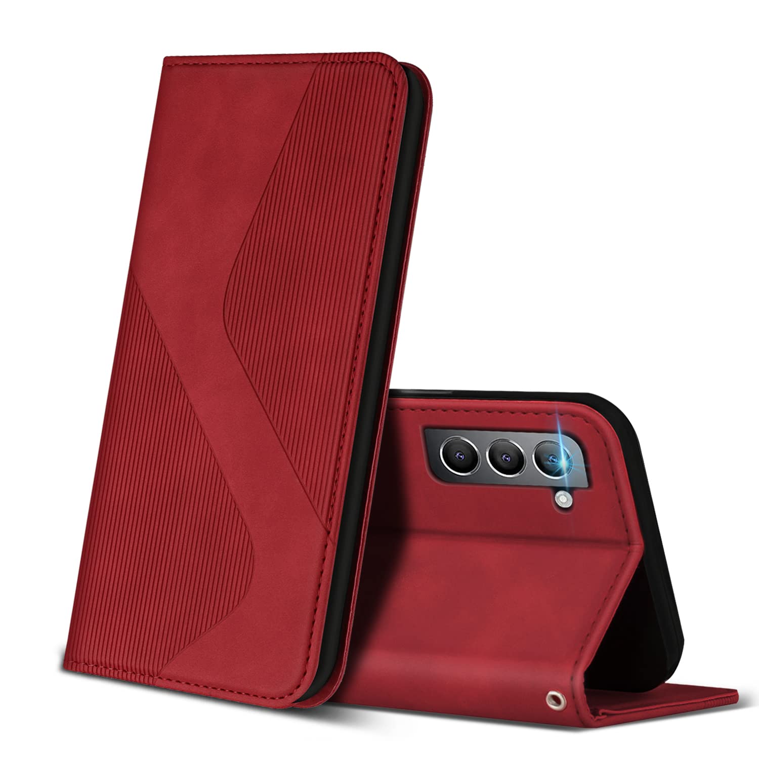 Case Compatible with Samsung Galaxy S22 Plus, Premium PU Leather Wallet Case with [Card Slots] [Viewing Stand], Shockproof Flip Cover for Samsung S22 Plus (Red)