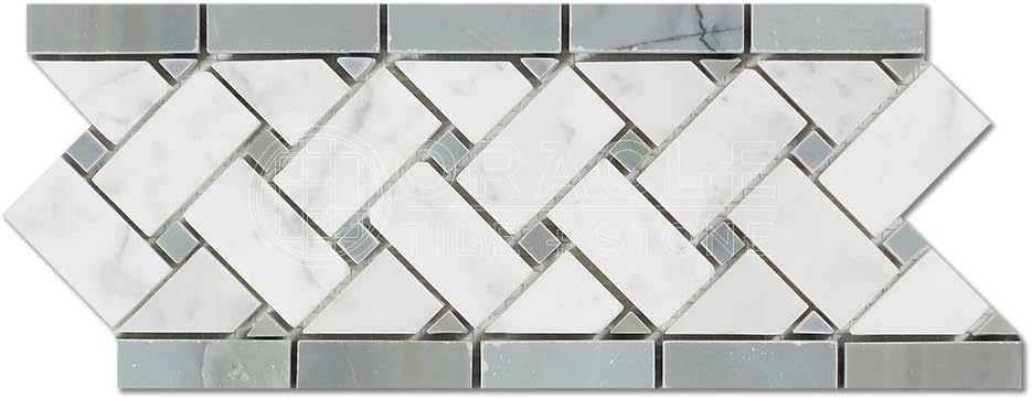 Carrara White Italian (Bianco Carrara) Marble Basketweave Mosaic Tile ...