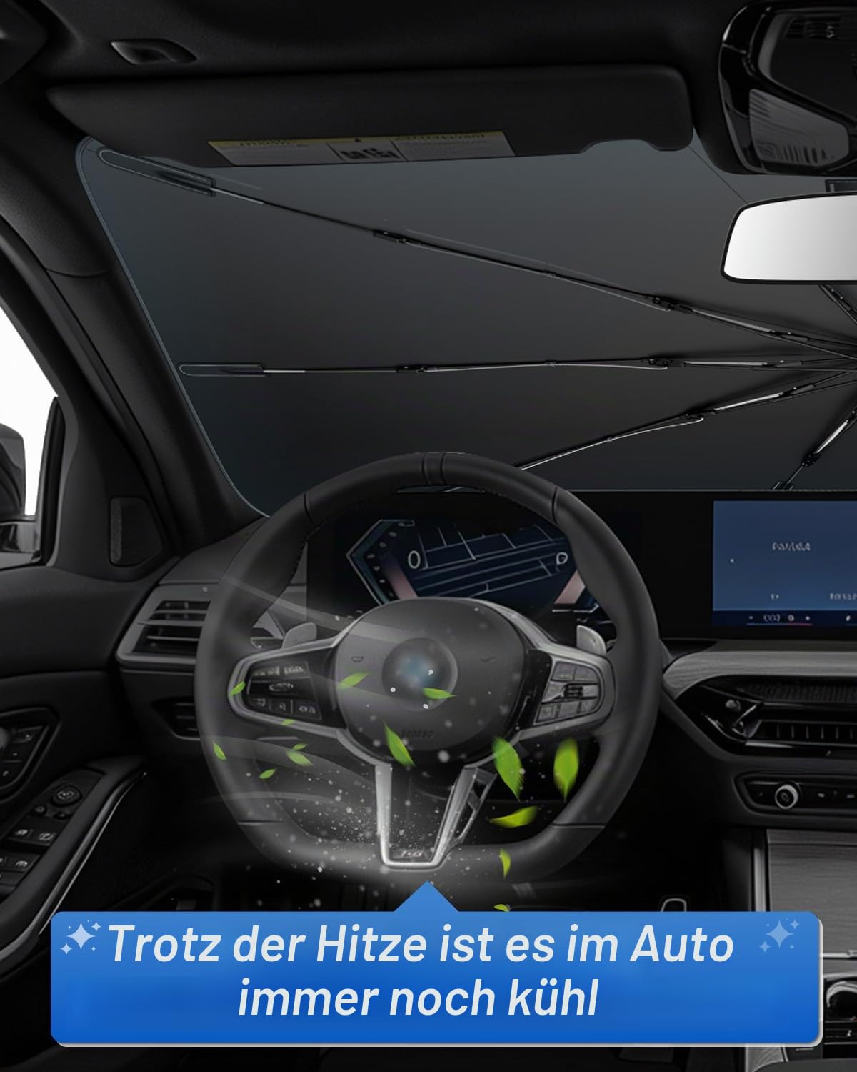 SHAOHAO Kompatibel mit BMW 3er G20 4er G22 i3 G28 2020-2026 Sonnenschutz für Autos Windschutzscheibe Sonnenblende Einfache Aufbewahrung Zugschnurgriff UV-Schutz Sonnenschutz zubehör