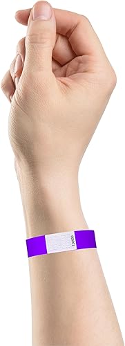 Miniatura 8 de Tyvek - 1100 pulseras impermeables de neón para eventos, conciertos, entradas a festivales, fiestas (morado)
