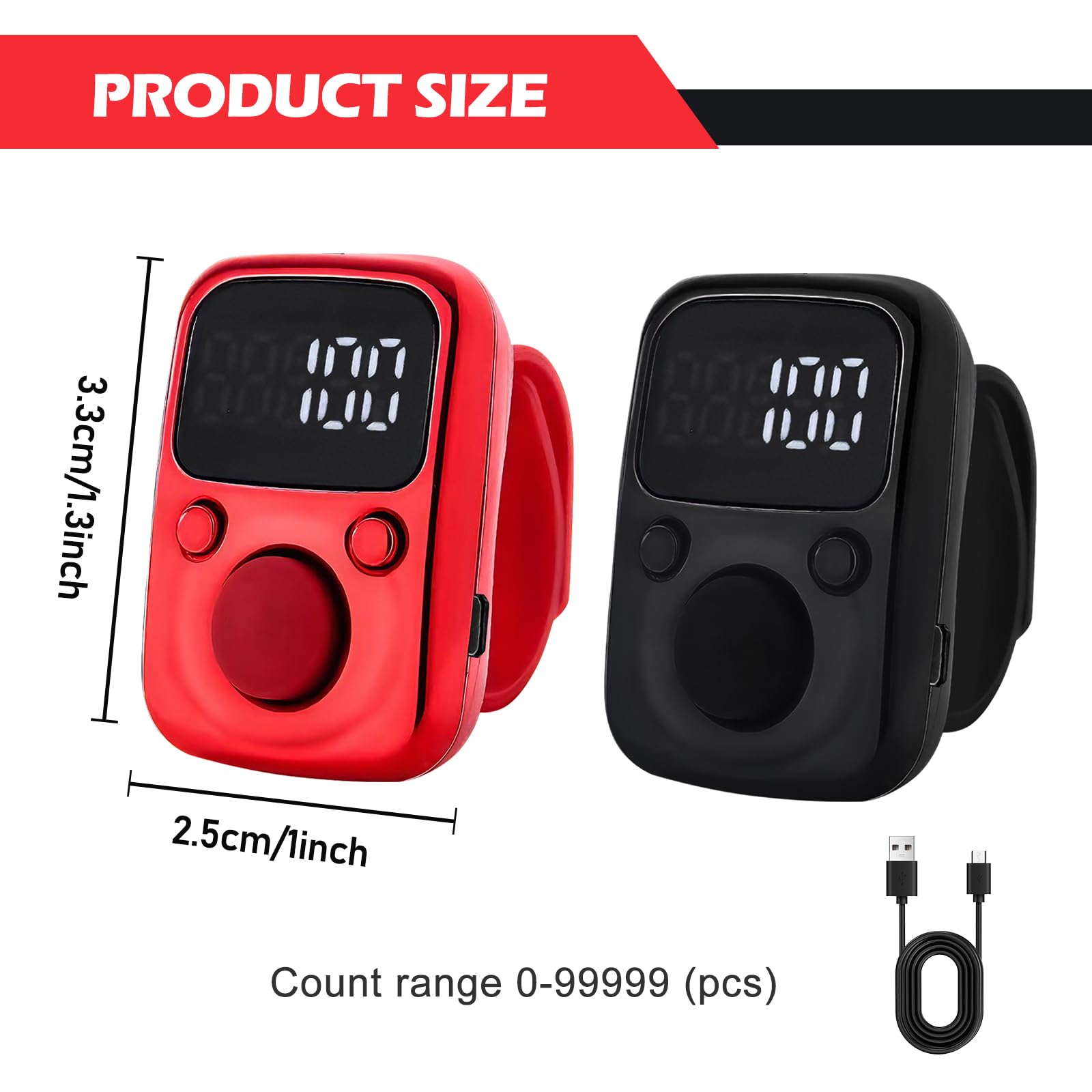 2 Pezzi Contatore Di Intelligente Impermeabile: Contatore Clicker, LED Display, Dispositivo Digitale per Contare Le Dita Ideale per Sport, Eventi Sportivi, Allenamento Di, Attività Scolastiche