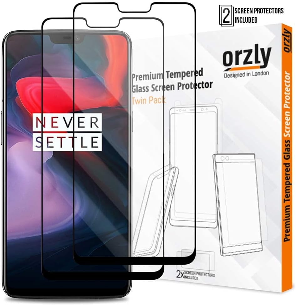 Orzly 2.5D Pro-Fit Tempered Glass Screen Protector for OnePlus 6 (Case Compatible) - Set of 2