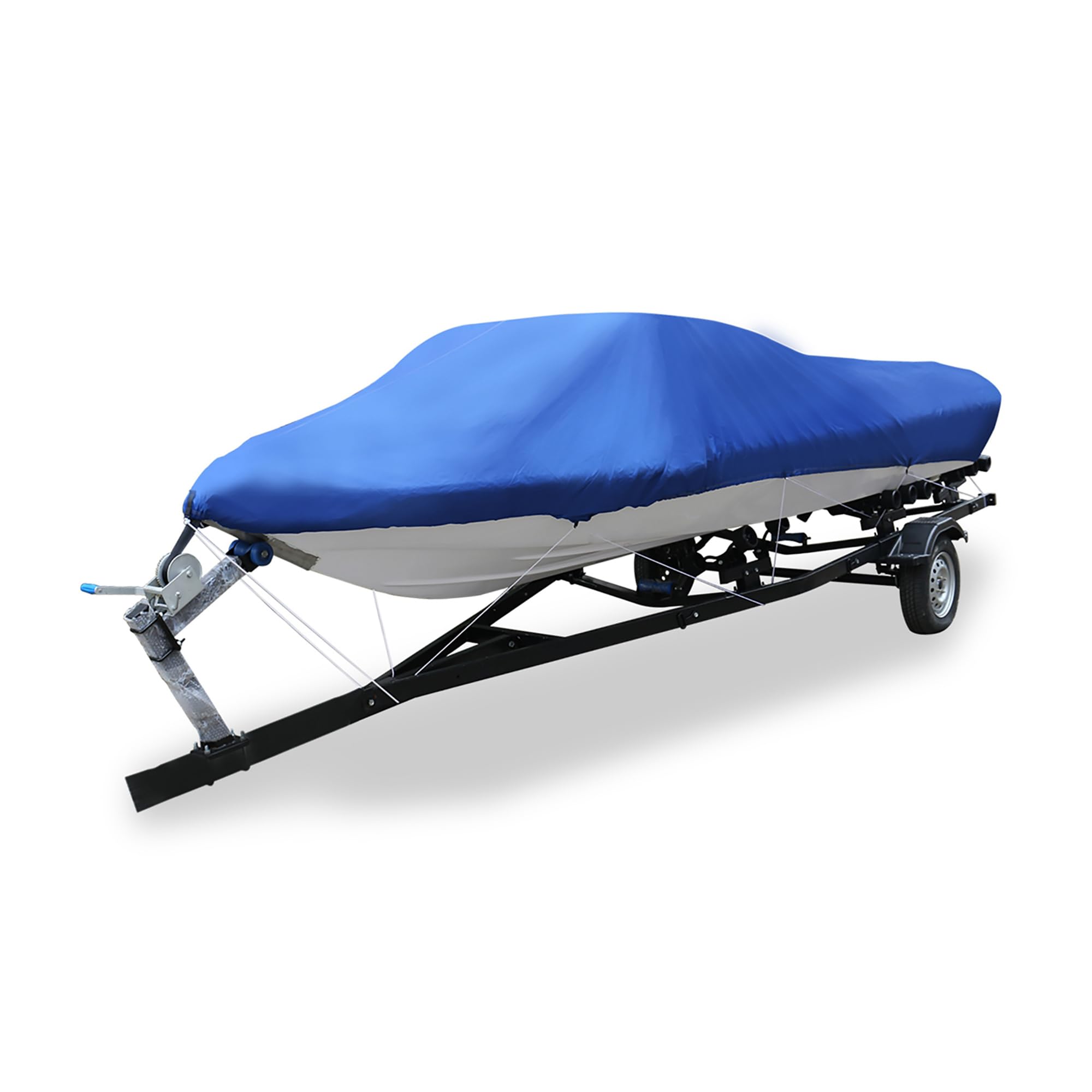 Motoforti 14-16ft 210D Trailerable Boat Cover Waterproof Fishing Ski Bass Blue Long-lasting