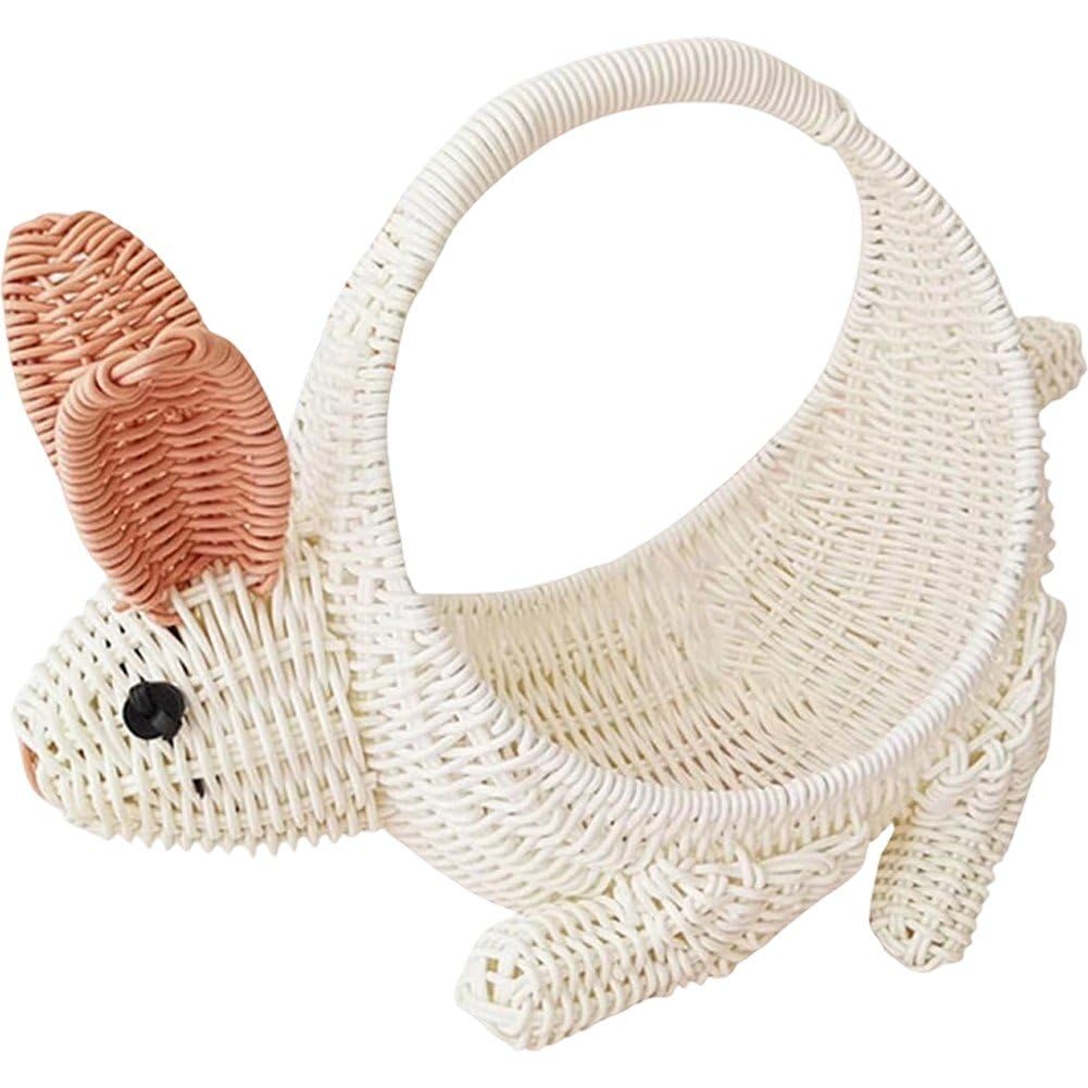 Panier de Pâques en rotin lapin pour la cueillette des œufs dans le jardin