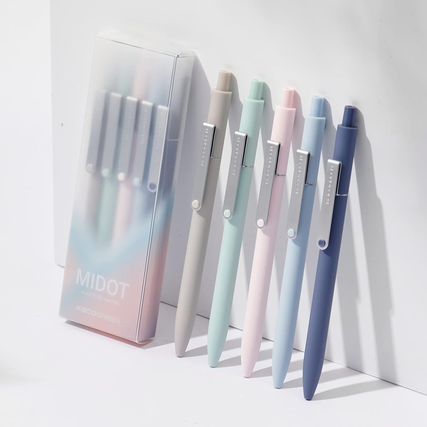 Kaco Retractable Gel Ink Pens 5 Pieces All Black Ink 0.5mm