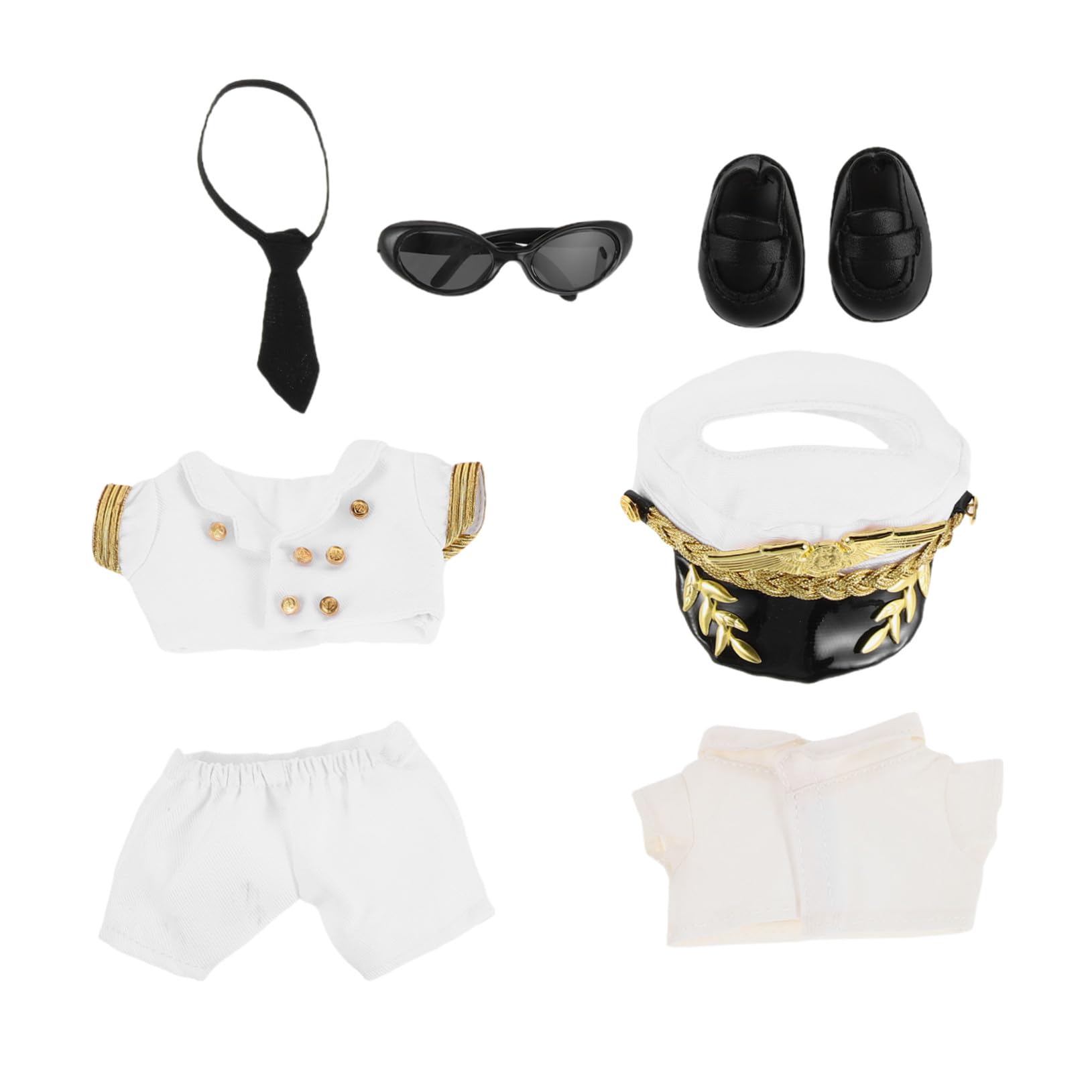 BESPORTBLE Vestito da Capitano per Bambola di Peluche Cappello da Capitano e Distintivo di Abbigliamento per Bambole Accessori per Ricambio e Decorazioni