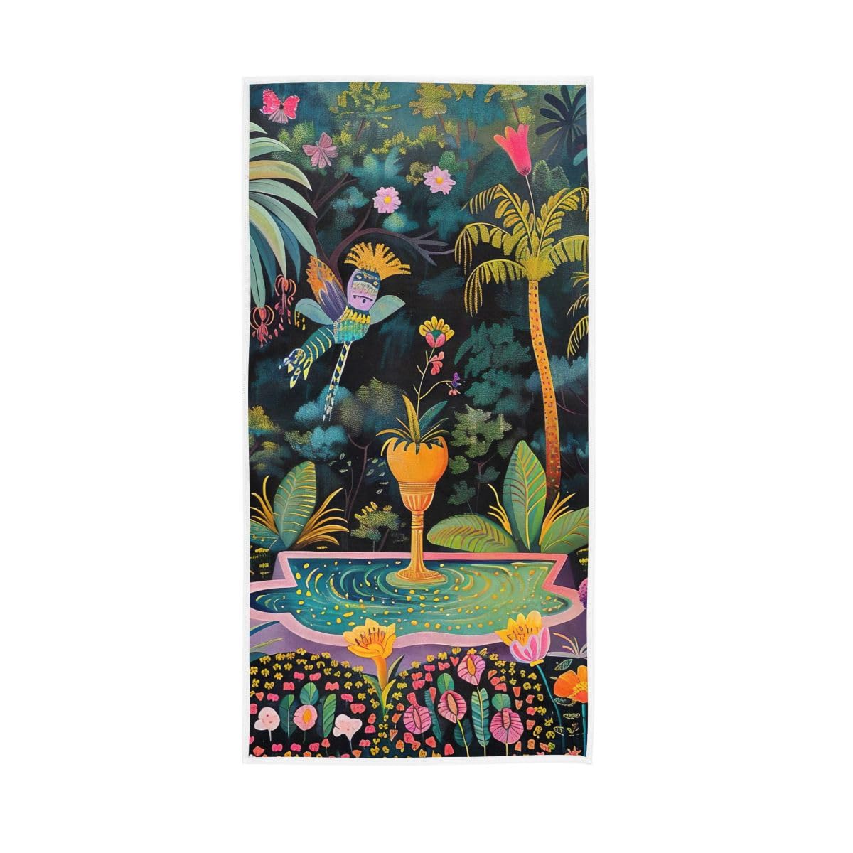 HUYGD Cartoon Exotic Garden Hand Towels, Face Towels for Bathroom 15 x 30 Inches, Lightweight Towels