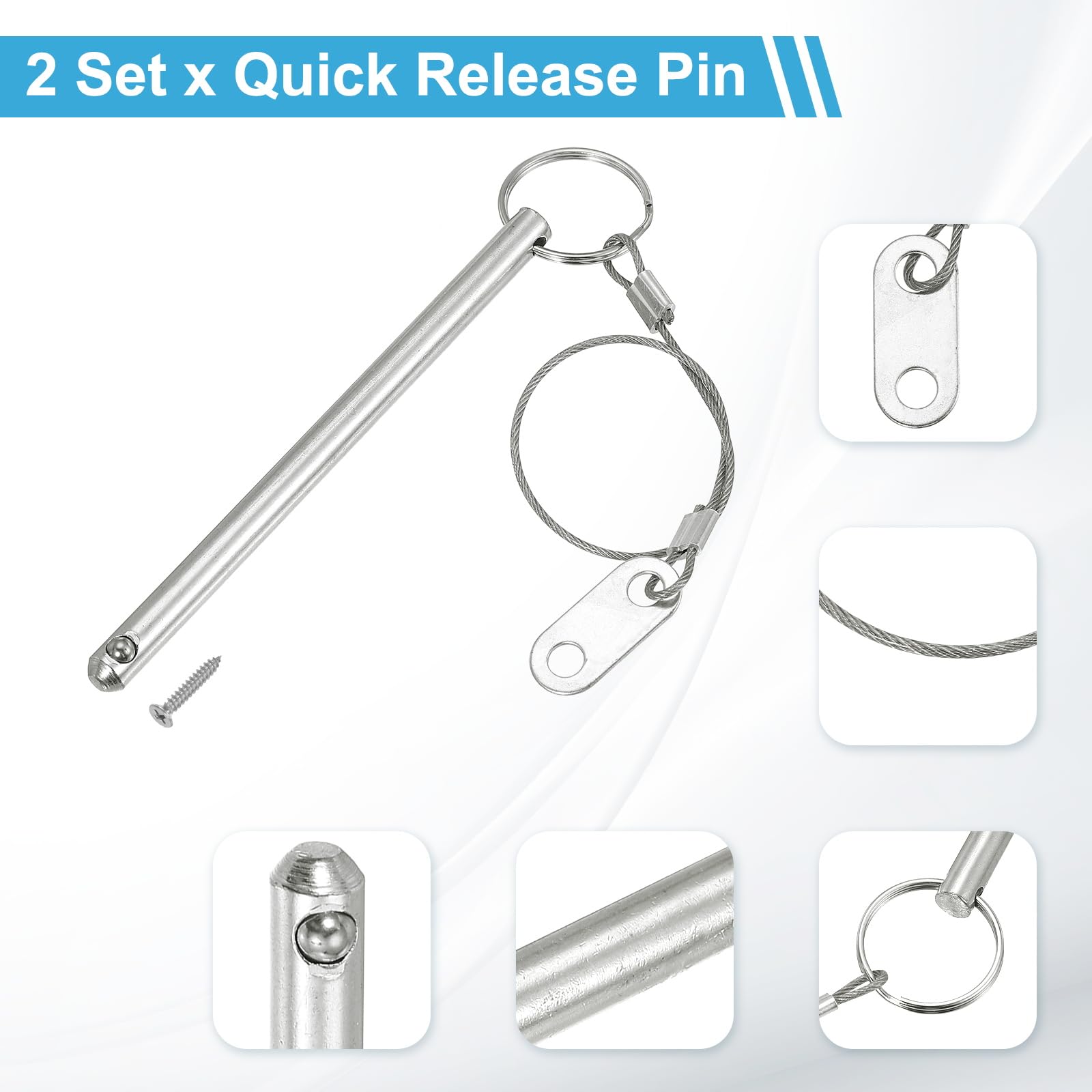 PATIKIL Quick Release Pin, Diameter 5/16"(8mm), Total Length 3.6"(92mm), Effective Length 3.1"(78mm) - Image 3