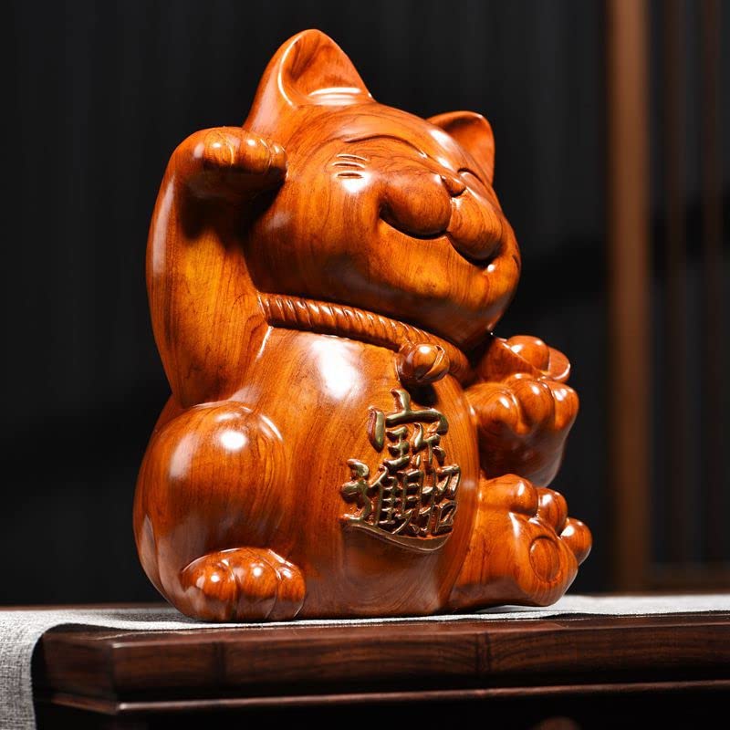 Amazon.com: RWSEFK 花梨木雕摆件招财猫实木质雕刻家居客厅花梨木招财