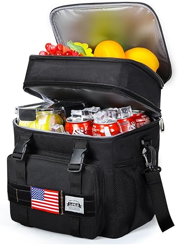 Lekesky Bolsa de almuerzo para hombre, con aislamiento, resistente, táctica, para enfriar, para adultos, para trabajo, doble cubierta, 20L