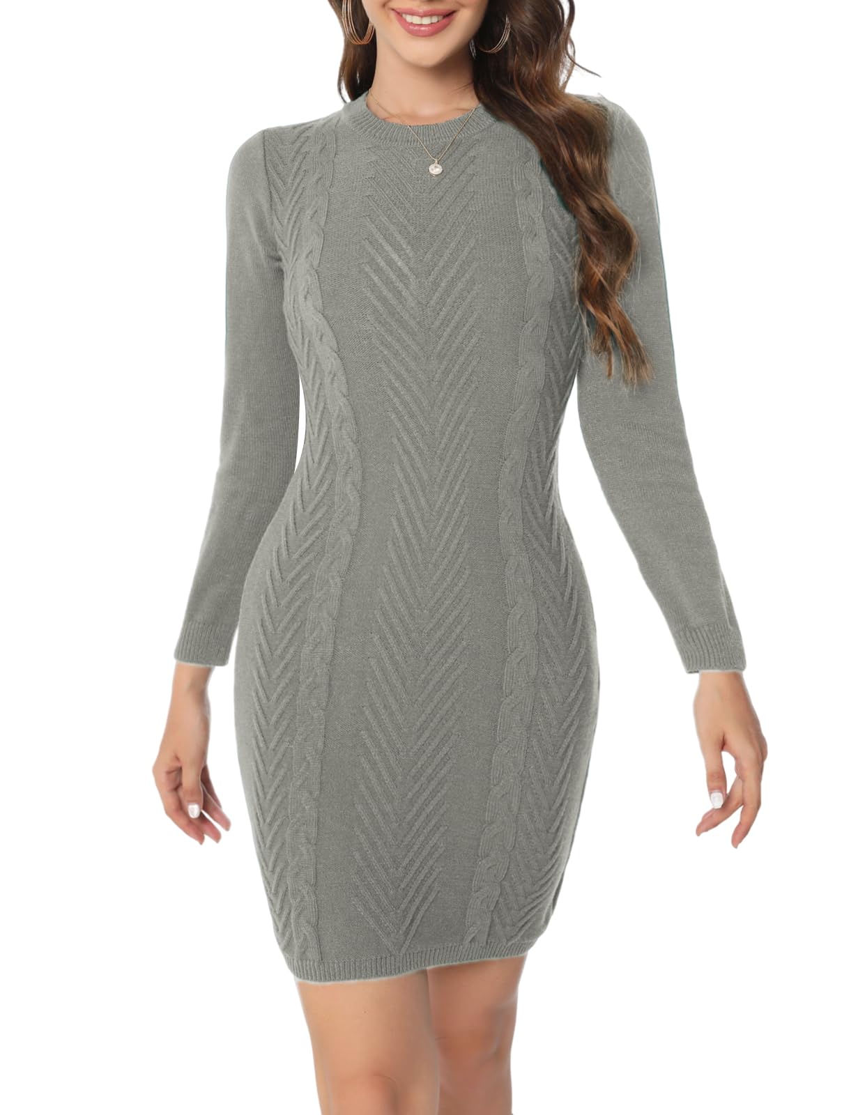 Voqeen Vestito Maglioni Donna Elegante Invernale Abito in Maglia Donna Collo Lunghi Girocollo Vestiti Invernale Casual Natalizio