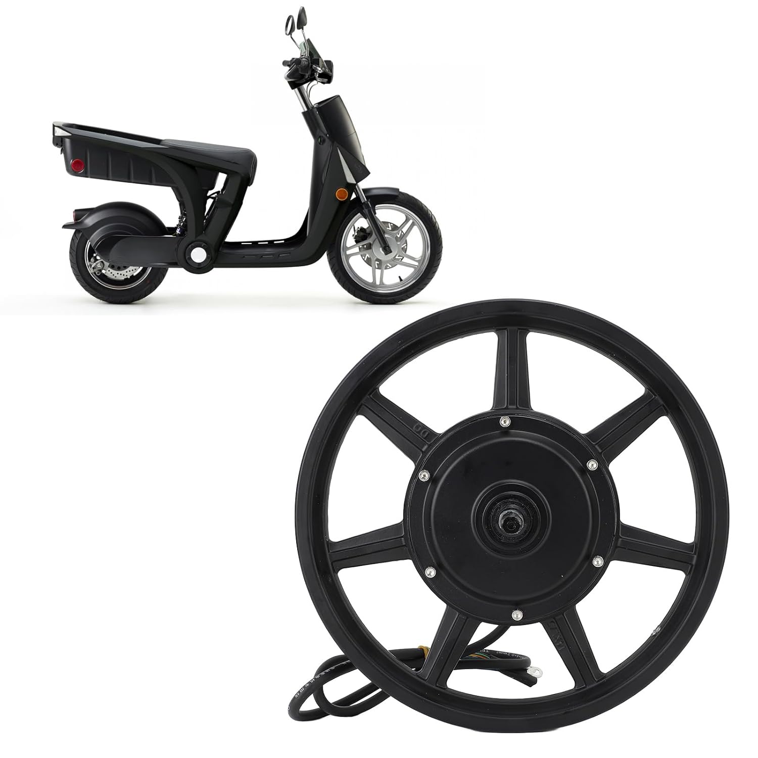 14inch Wheel Hub Motor 36 to 60V 350W to 500W Single Shaft Disc Brake Hub Motor with Right Output Line for Electric Motorbike Scooter,Electric Vehicle Spare Parts