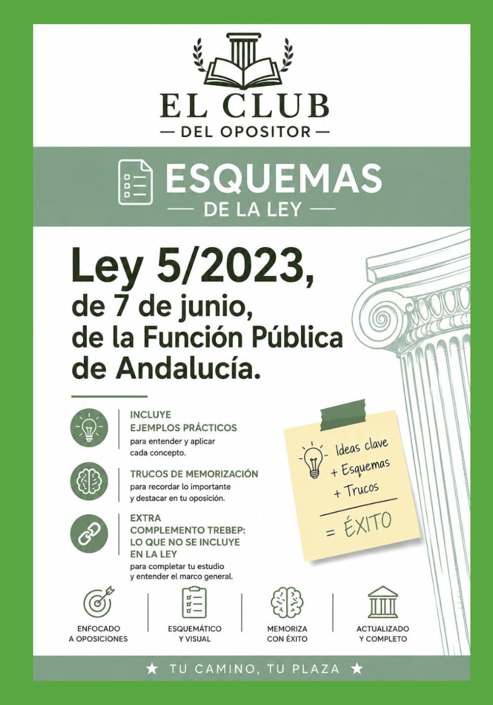 libro de esquemas de la Ley 5/2023, de 7 de junio, de la Función Pública de Andalucía.: esquemas visuales trucos de memoria y ejemplos prácticos