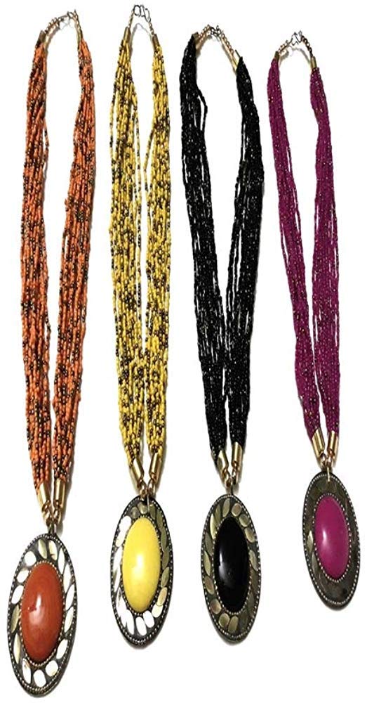 Areezo Combo Pack of 4 Beads Fabric Tibetan Necklace For Women (B0836YBYY8) Amazon Price History, Amazon Price Tracker