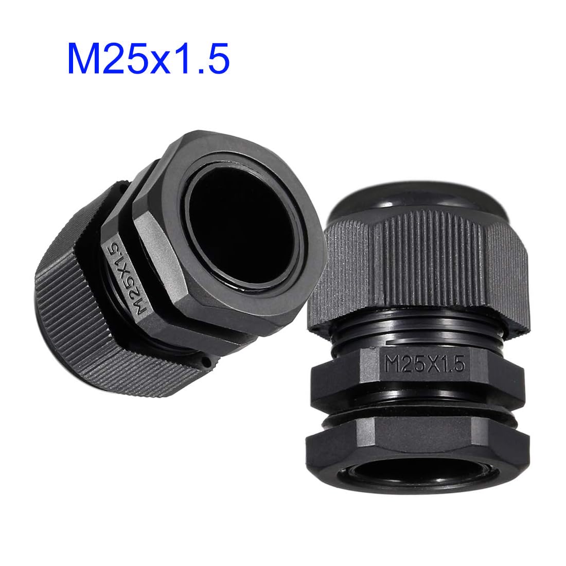 MACHSWON 10Pcs M25 Cable Gland - Durable Threaded Wire Connector with Locknut for 12-15mm Dia Cable Wire, Black - Image 2