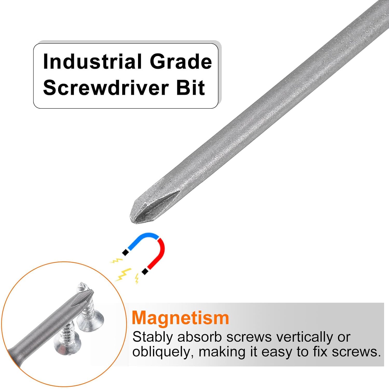 HARFINGTON 10pcs #0-#3 Phillips Screwdriver Bit Set PH0-PH3 1/4" Hex Shank 6" (150mm) Long Magnetic S2 Steel Industrial Grade Screw Driver Bit Cross Head Electric Drill Bits Tool Kit