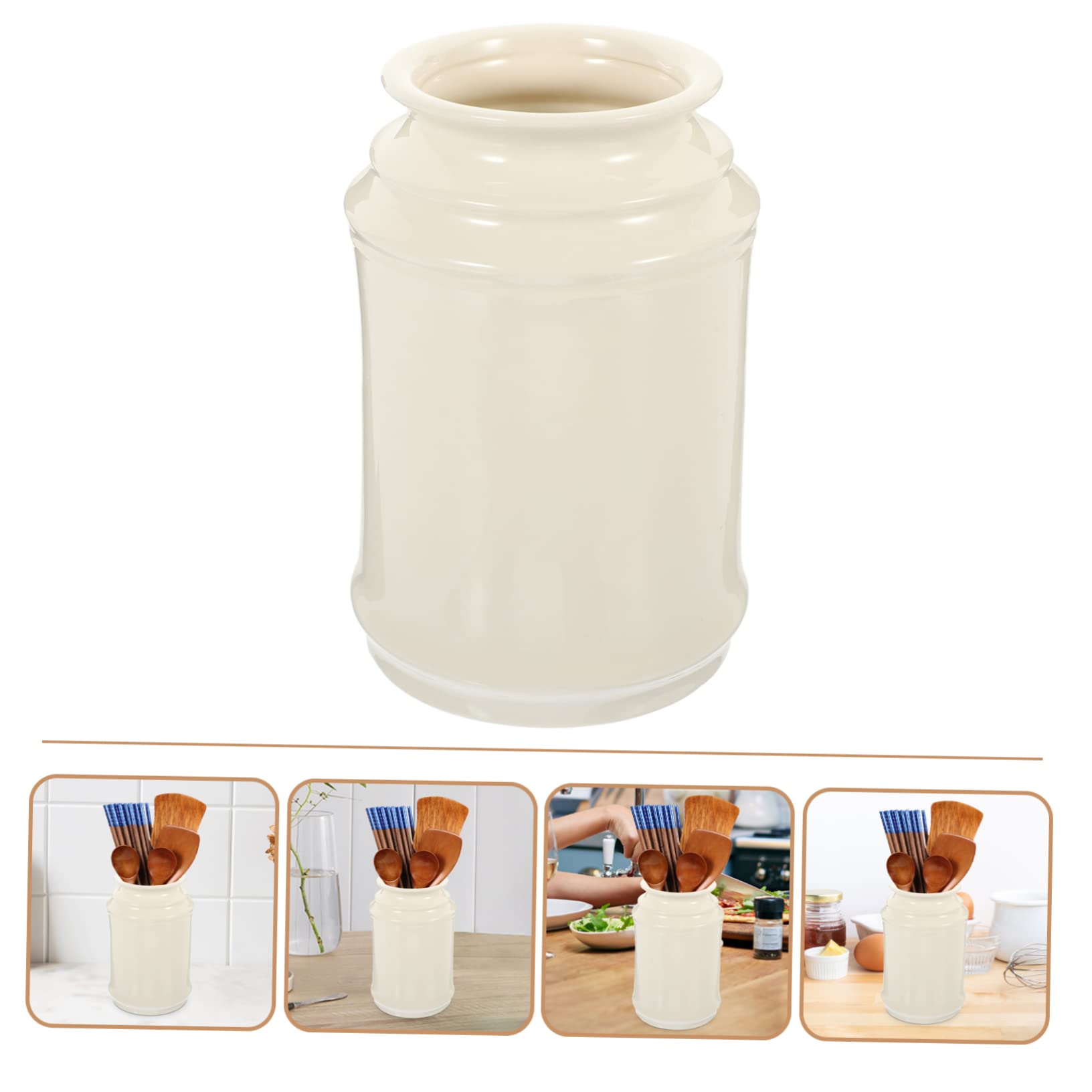 ABOOFAN Céramique Blanche Pot à Ustensiles Rangement Pratique, Cuisine