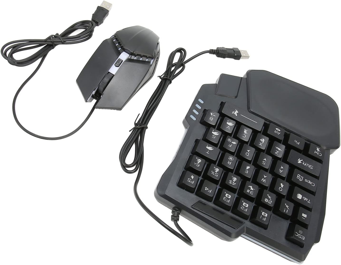 XUMIUZIY Half Hand Gaming Keyboard and Mouse Combo, 4 in 1 Mobile Game Combo, USB Wired Half Hand Gaming Keyboard and Mouse Combo for Android for No Latency